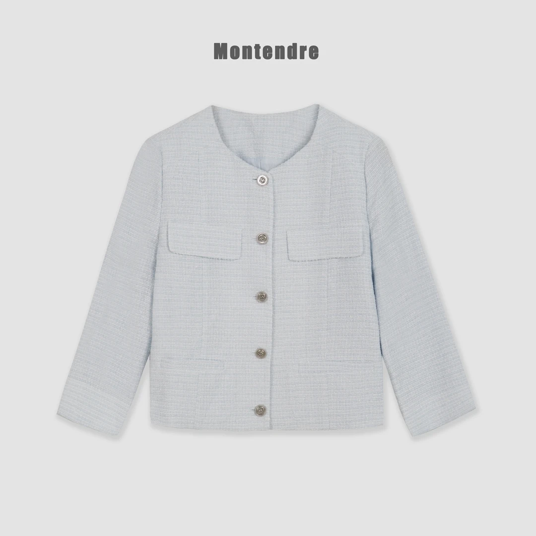 【MonTendre】 秋季新款 Z 洋气减龄精致小香风纯色短夹克开衫外套