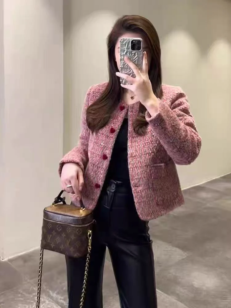 【现货+运费险】加厚法式气质香风外套秋冬高级感圆领小香风RO532