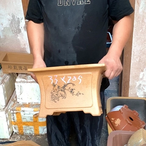 紫砂花盆手工制作