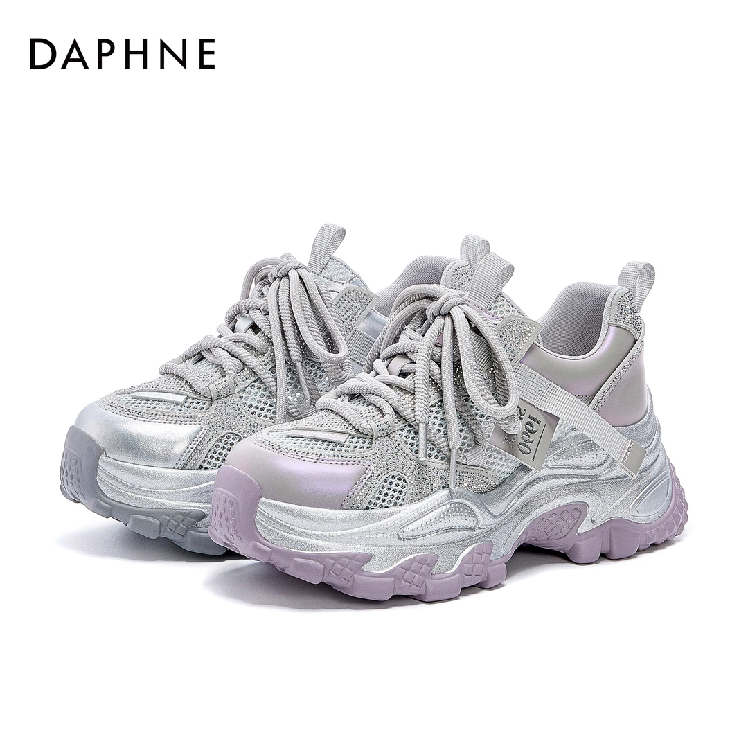 达芙妮新款厚底透气网纱老爹鞋女2025春夏休闲百搭轻便舒适运动鞋