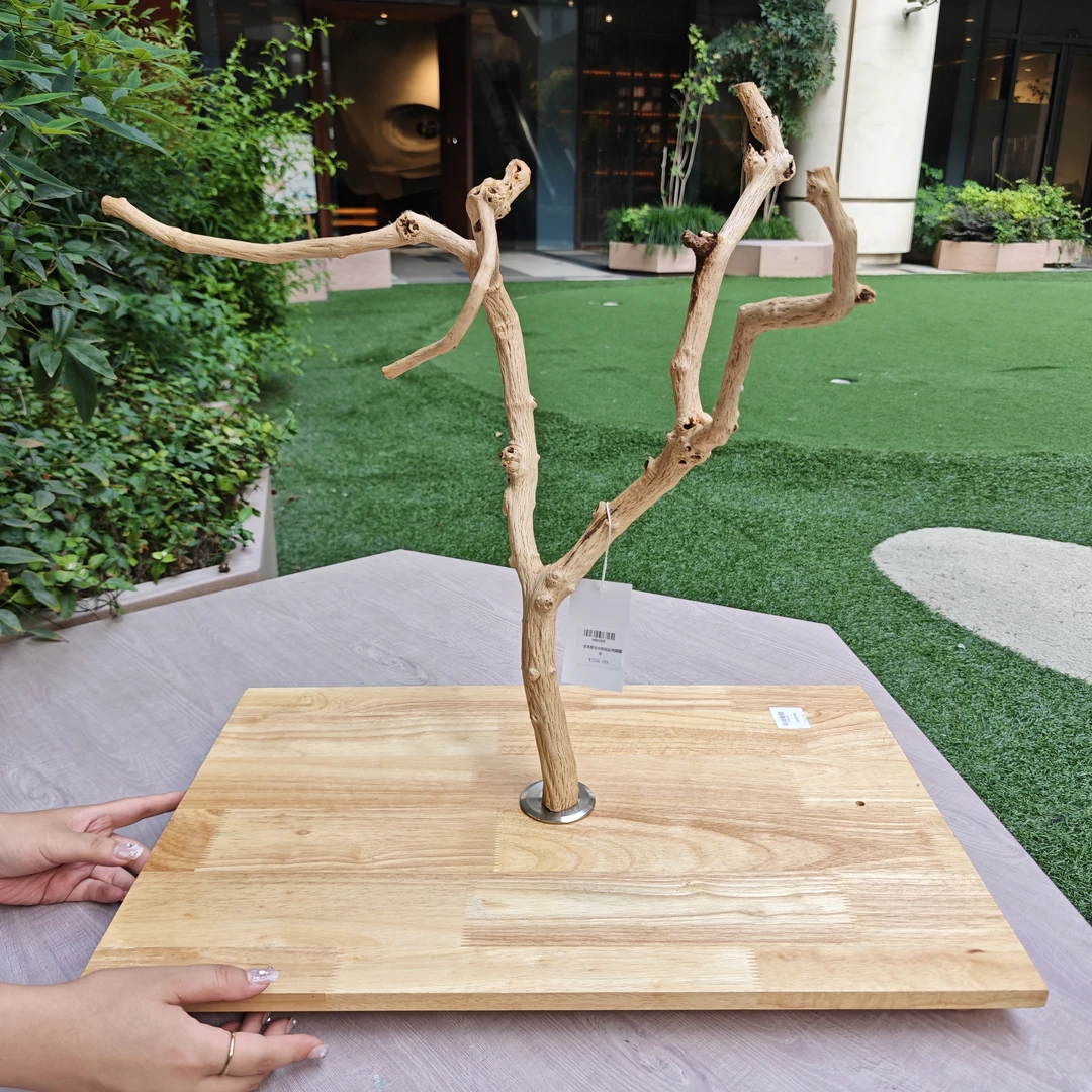 原木鹦鹉笼外游戏站台游戏树53*51厘米 带40*60厘米底盘