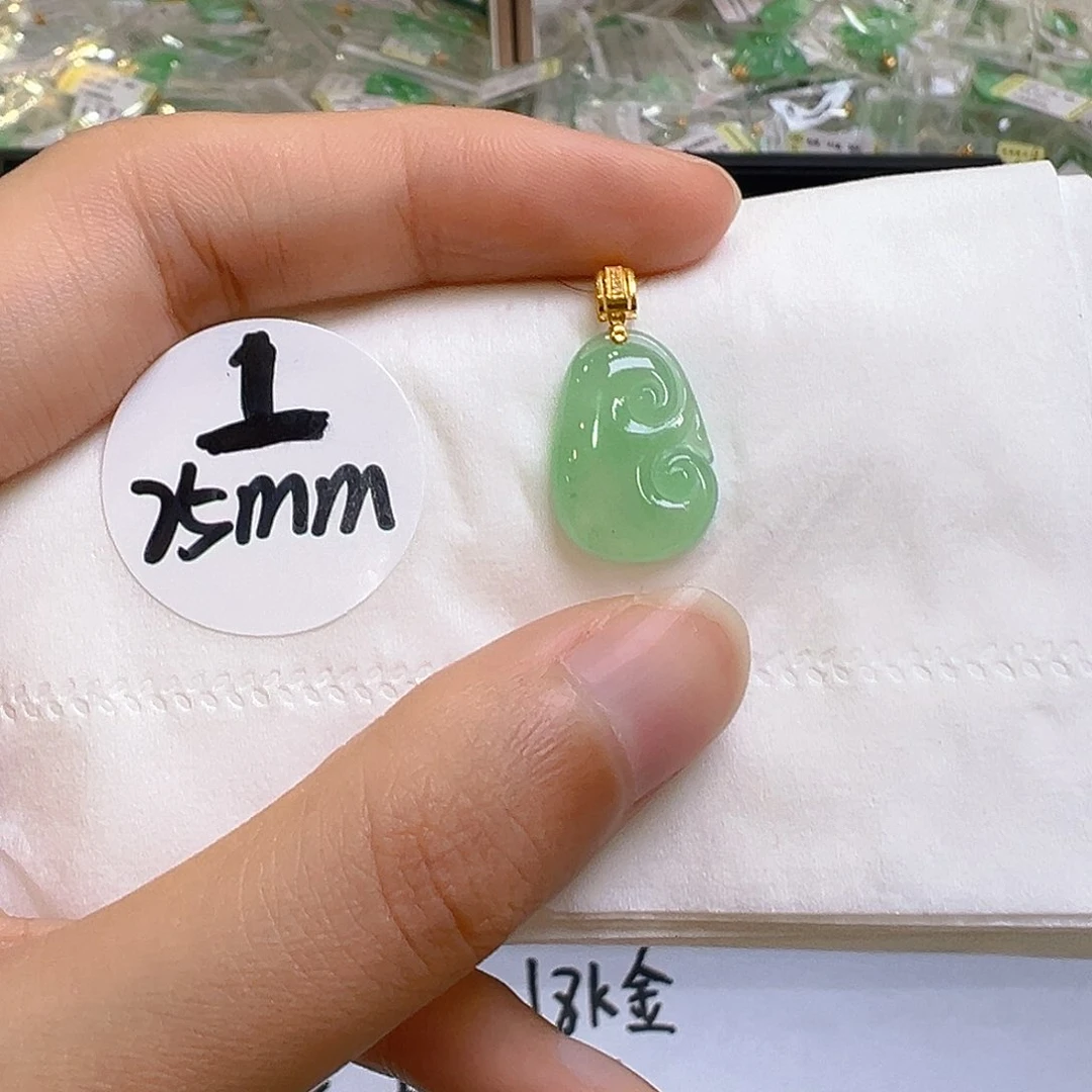翡翠18K金镶嵌吊坠(不含链)翡翠