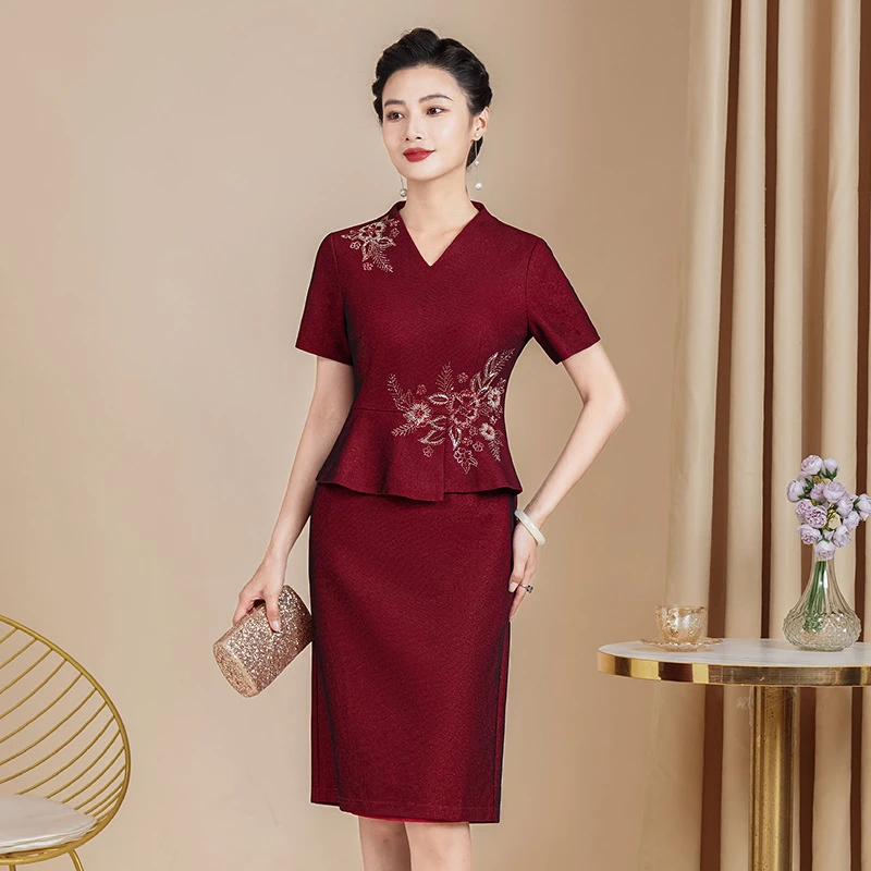 2025新款妈妈装婚宴会高端旗袍裙喜婆婆高贵优雅Y203晚礼服敬酒服