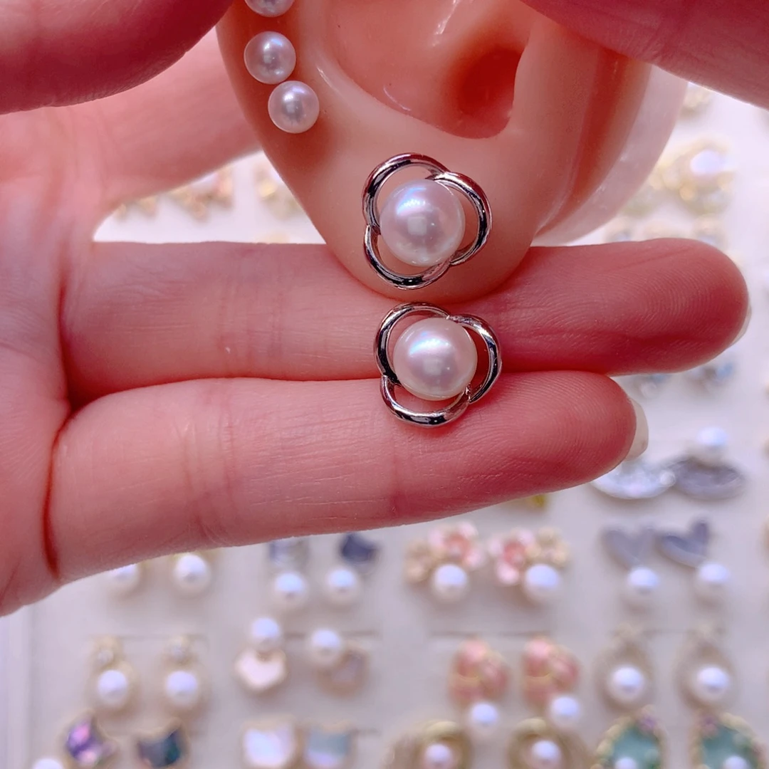 合金淡水珍珠耳饰