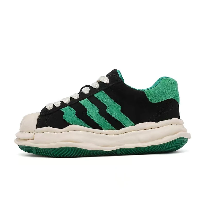 绿色贝壳头溶解鞋女2025新款厚底小众潮流高街情侣款时尚休闲鞋男