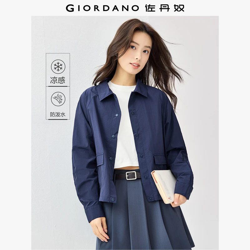 佐丹奴外套女装黑科技凉感工装口袋翻领插肩梭织外套 05375077