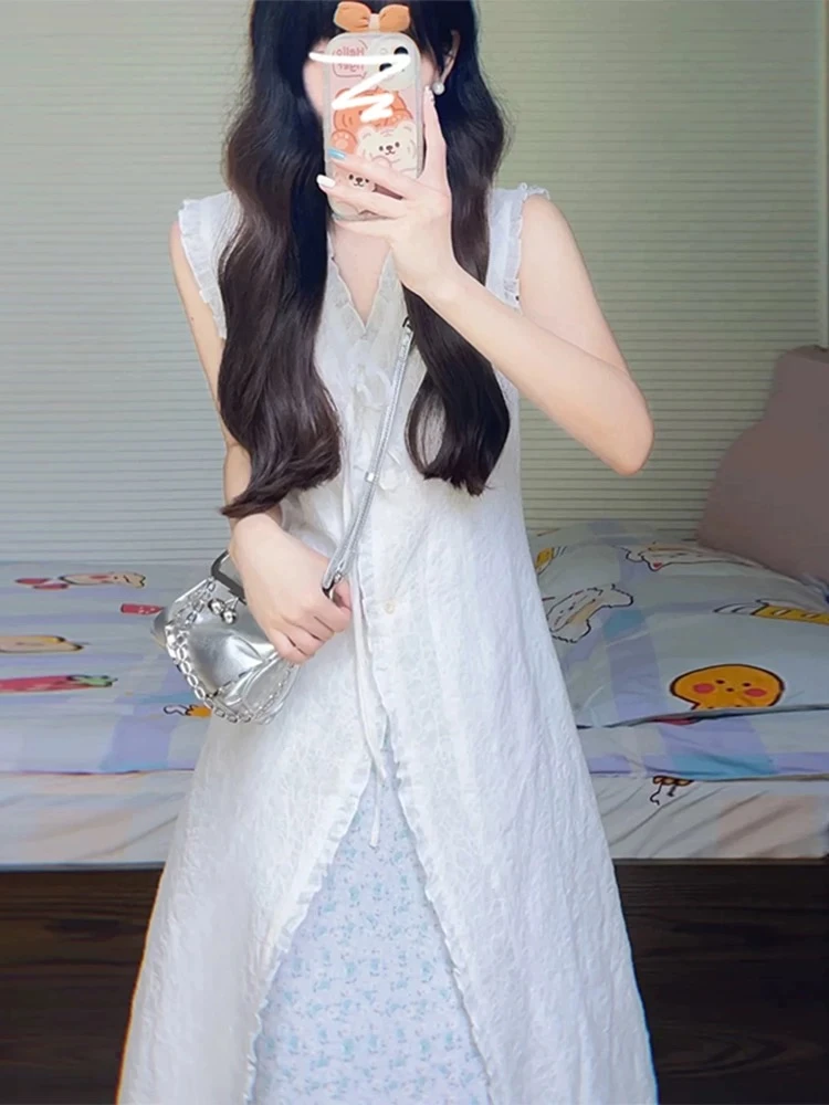 设计感无袖背心连衣裙子女夏季2025新款海边度假今年流行套装长裙