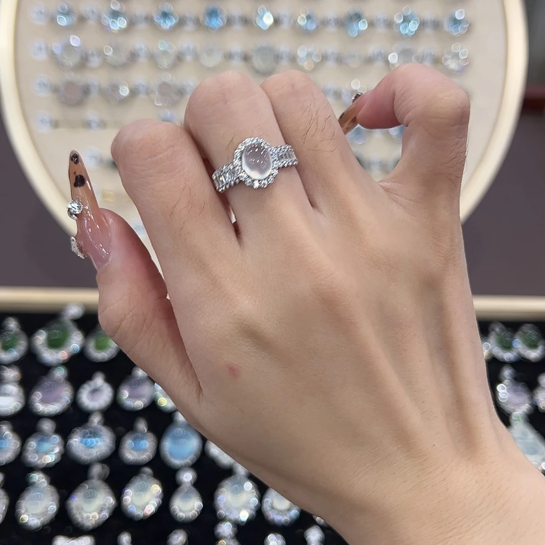 蛇纹石玉银S925镶嵌戒指