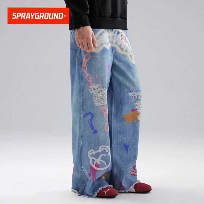 SPRAYGROUND鲨鱼嘴牛仔长裤琥珀流光美式休闲高街直筒JM WE132201