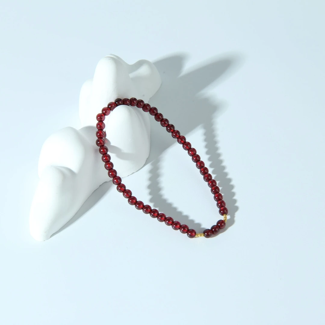 【赤霞】18k金石榴石4mm单圈手串