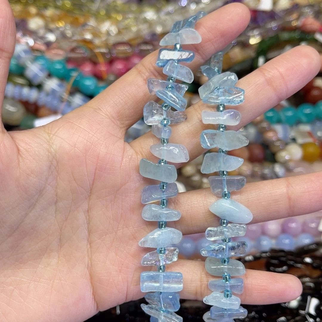 玛瑙/玉髓散珠天然海蓝宝卡15➕长条38厘米