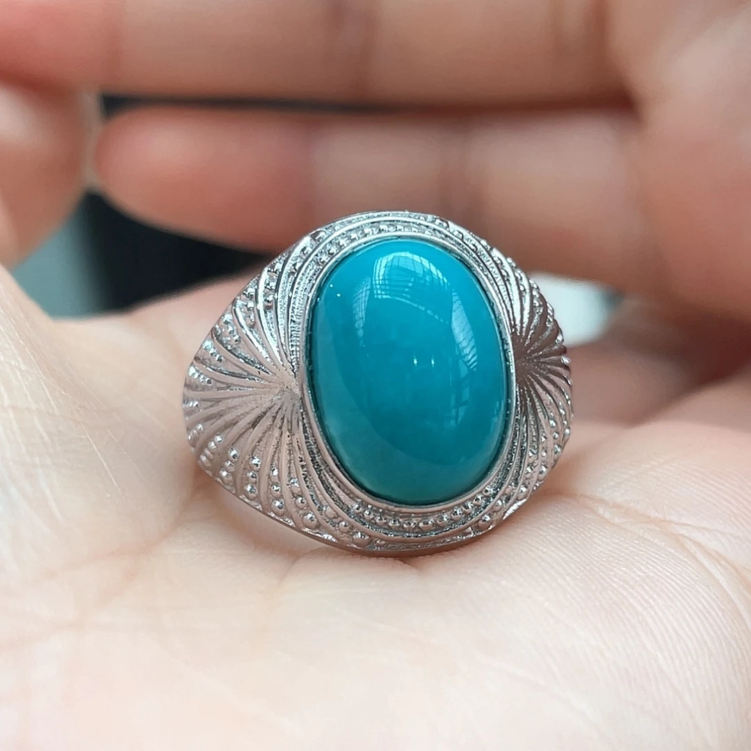 绿松石银S925镶嵌戒指