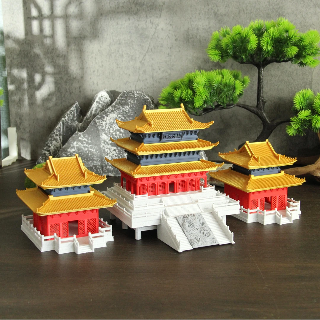 中式复古带楼阁大殿家居鱼缸水陆缸假山景观沙盘造景装饰摆件