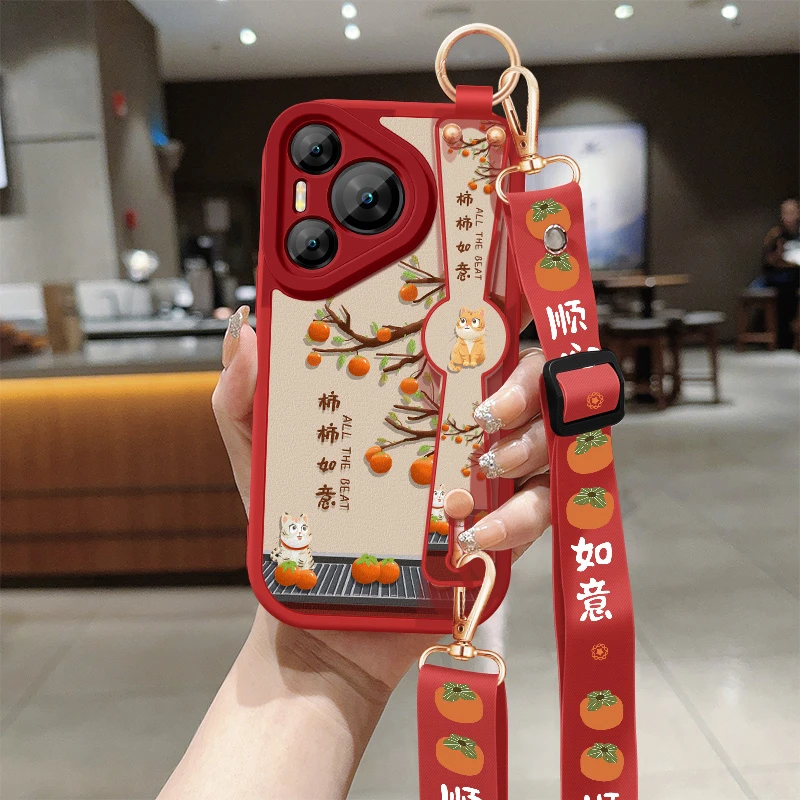 华为pura70手机壳pura70pro+挂绳p70ultra防摔p70壳适用柿柿如意