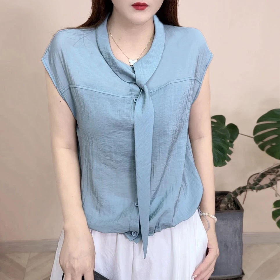 2025夏季新品薄款时尚百搭修身显瘦气质减龄设计感女士衬衫8086