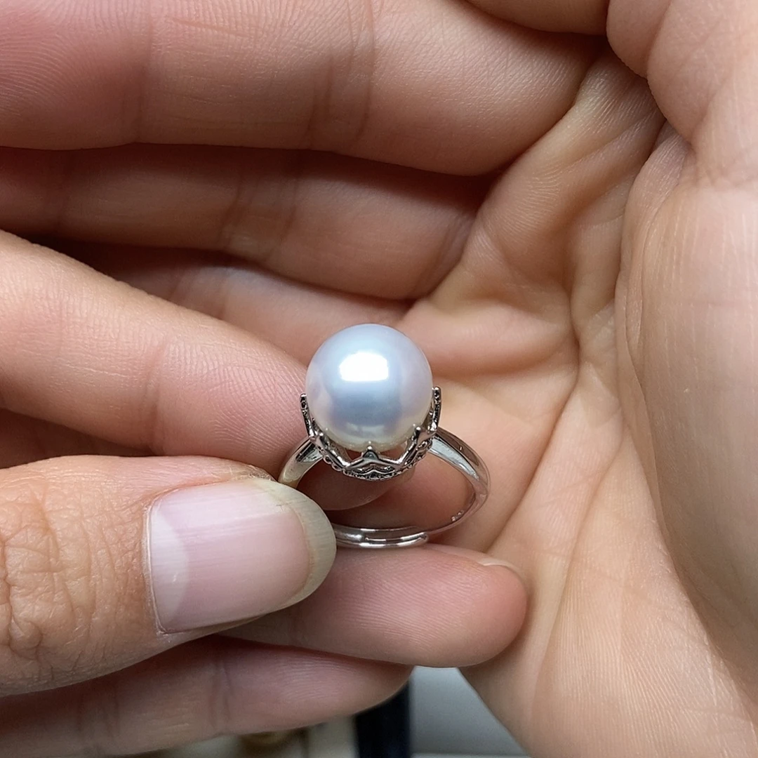 戒指海水珍珠银S925镶嵌
