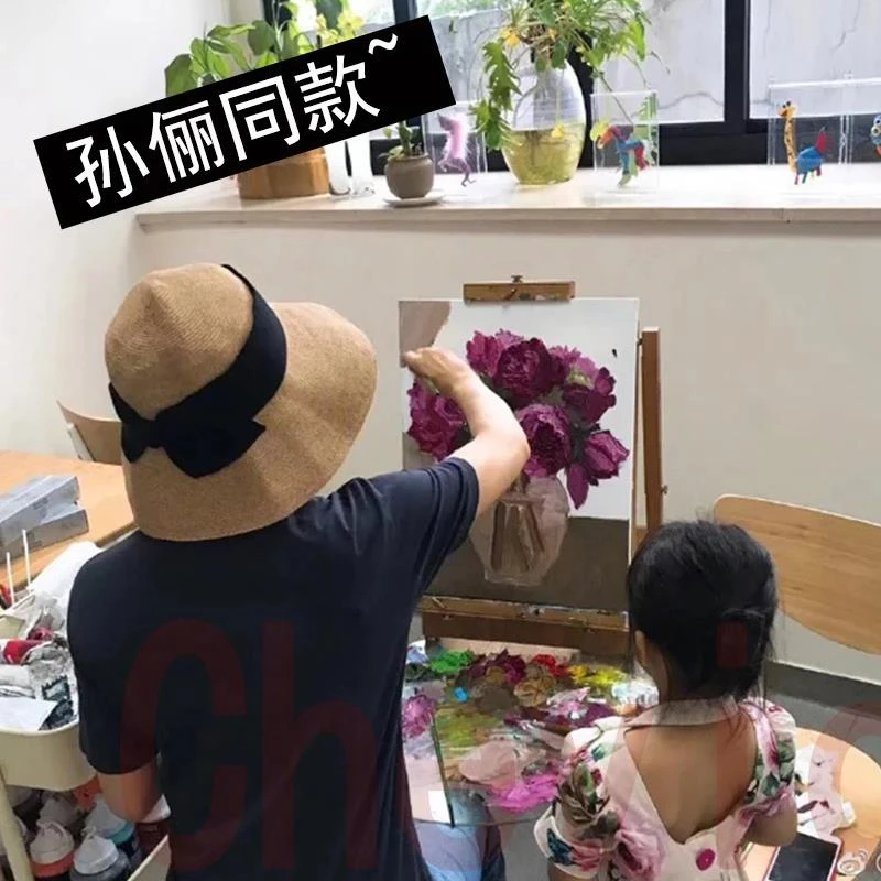 Chevios&Koirh孙俪同款日系草帽女夏天遮阳帽沙滩帽防晒帽蝴蝶结