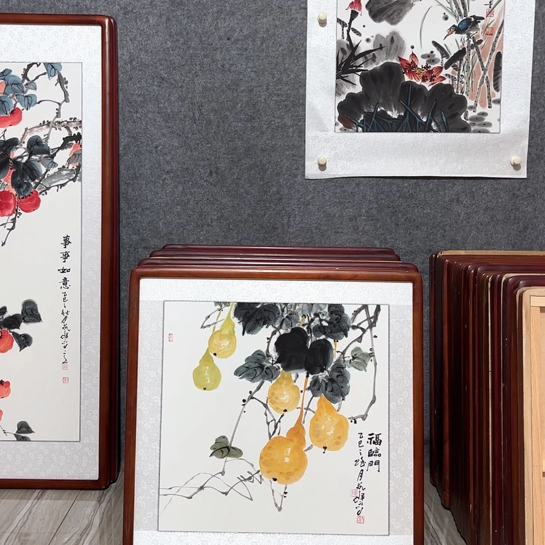 国画书画作品带框63×63