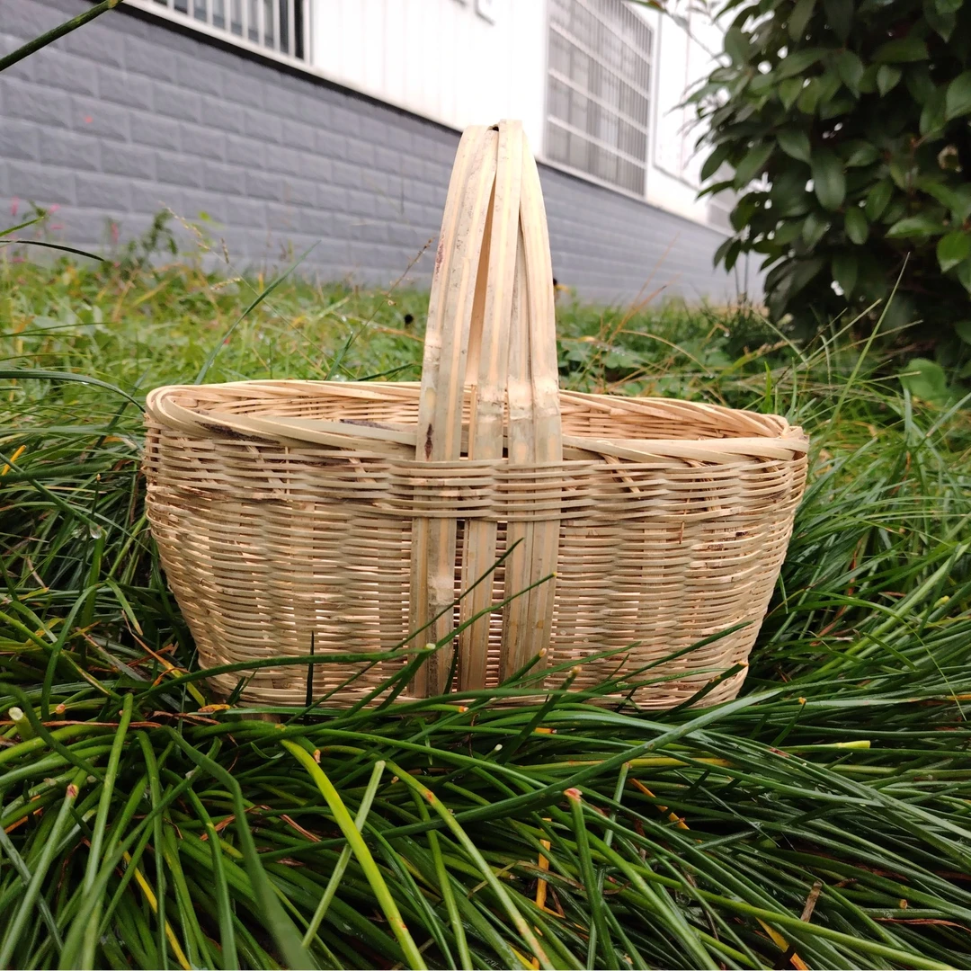 手工竹编挂篮可手提用于菜篮礼品篮水果收纳竹筐菜篮子买菜编篮