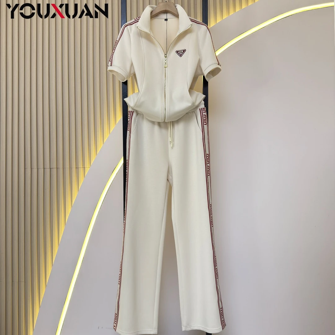 高定新品女装显瘦百搭韩版时尚休闲短袖运动套装89246