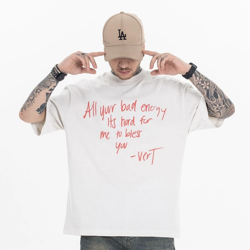 FORGIVENESS【负能止步】重磅300g水洗标语短袖t恤男F184