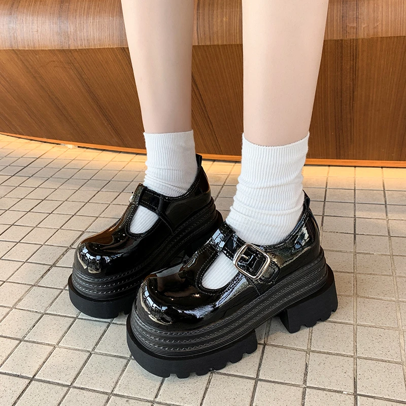 厚底玛丽珍小皮鞋女2025春夏季新款8cm增高配裙子英伦风乐福鞋女