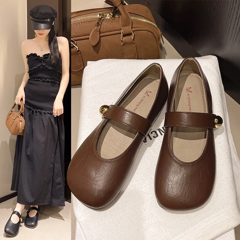 平底鞋玛丽珍单鞋女2025新款春夏季配裙子温柔晚晚鞋小皮鞋豆豆鞋