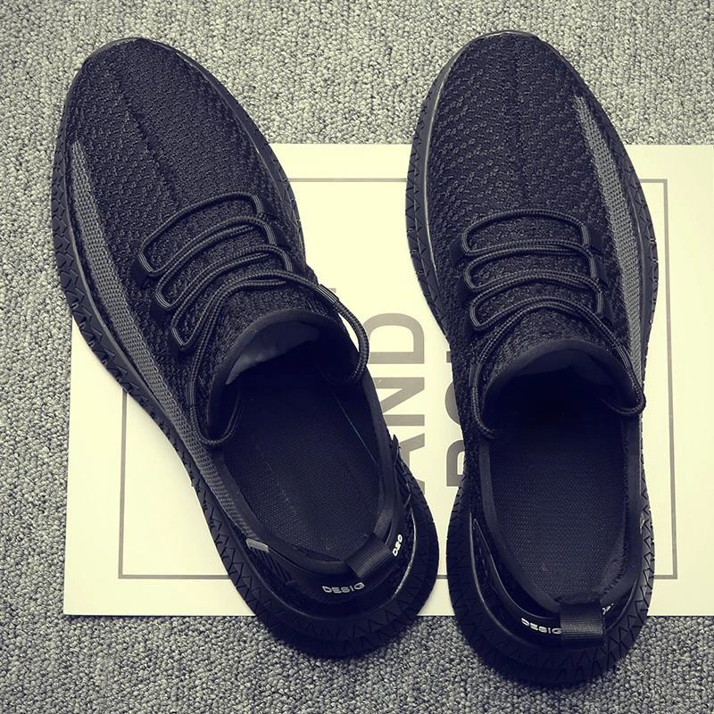 路易圣戈希男鞋夏季软底鞋潮流网面跑步鞋透气男士黑色休闲鞋