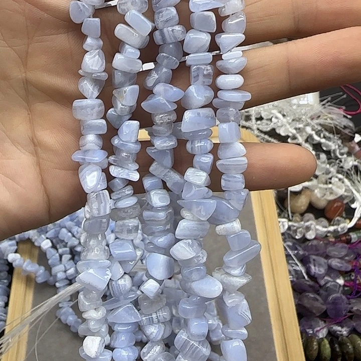 查罗石合金珠宝半成品蓝纹碎石一条