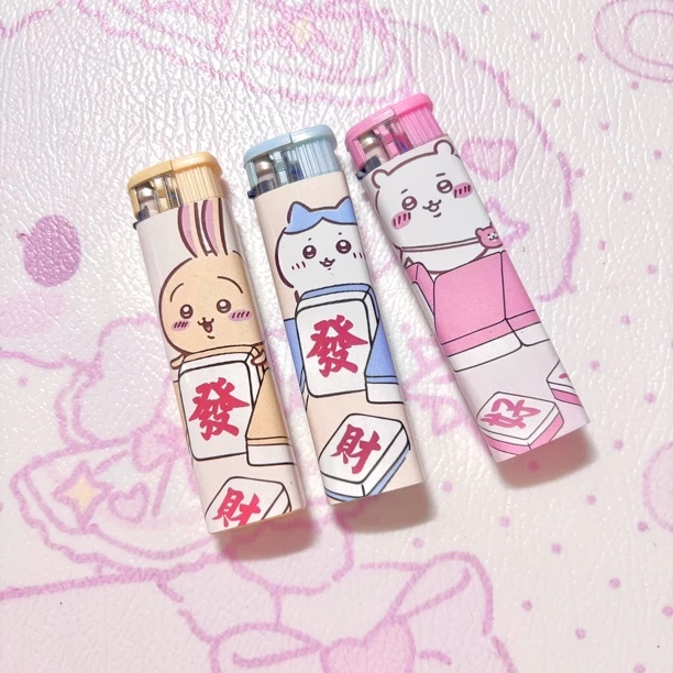 【宽支chiikawa直拍】一整套可爱打火机防风粉焰款