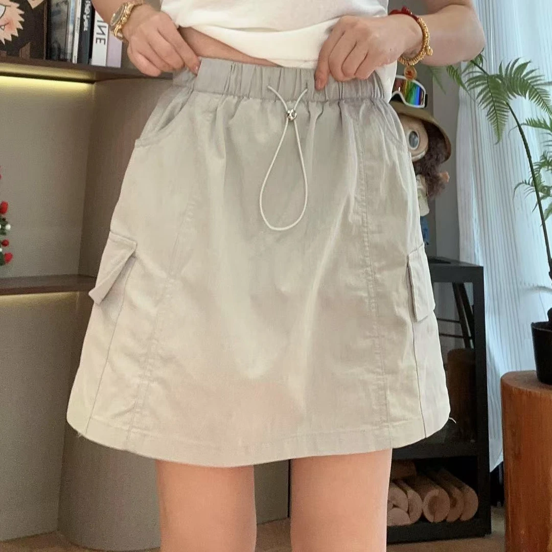 夏季工装风侧边双口袋短裙半身裙半裙5-5-19