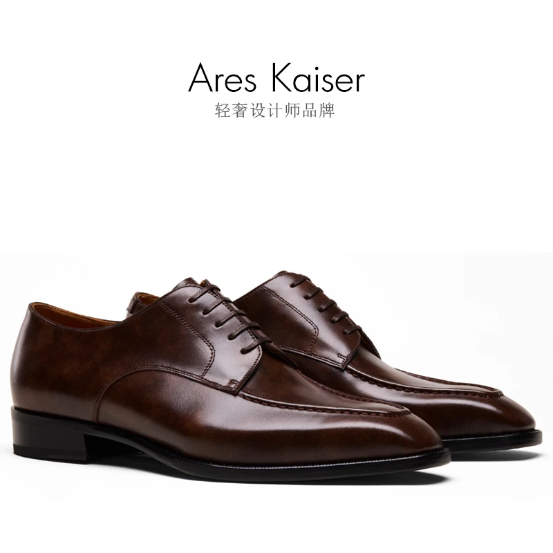 【高端真皮琴底】意大利博物馆小牛皮德比鞋牛皮底系带方头皮鞋男鞋