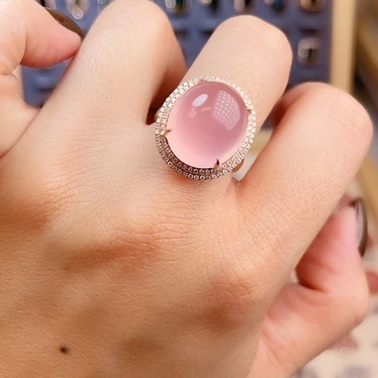 芙蓉石戒指18K金镶嵌