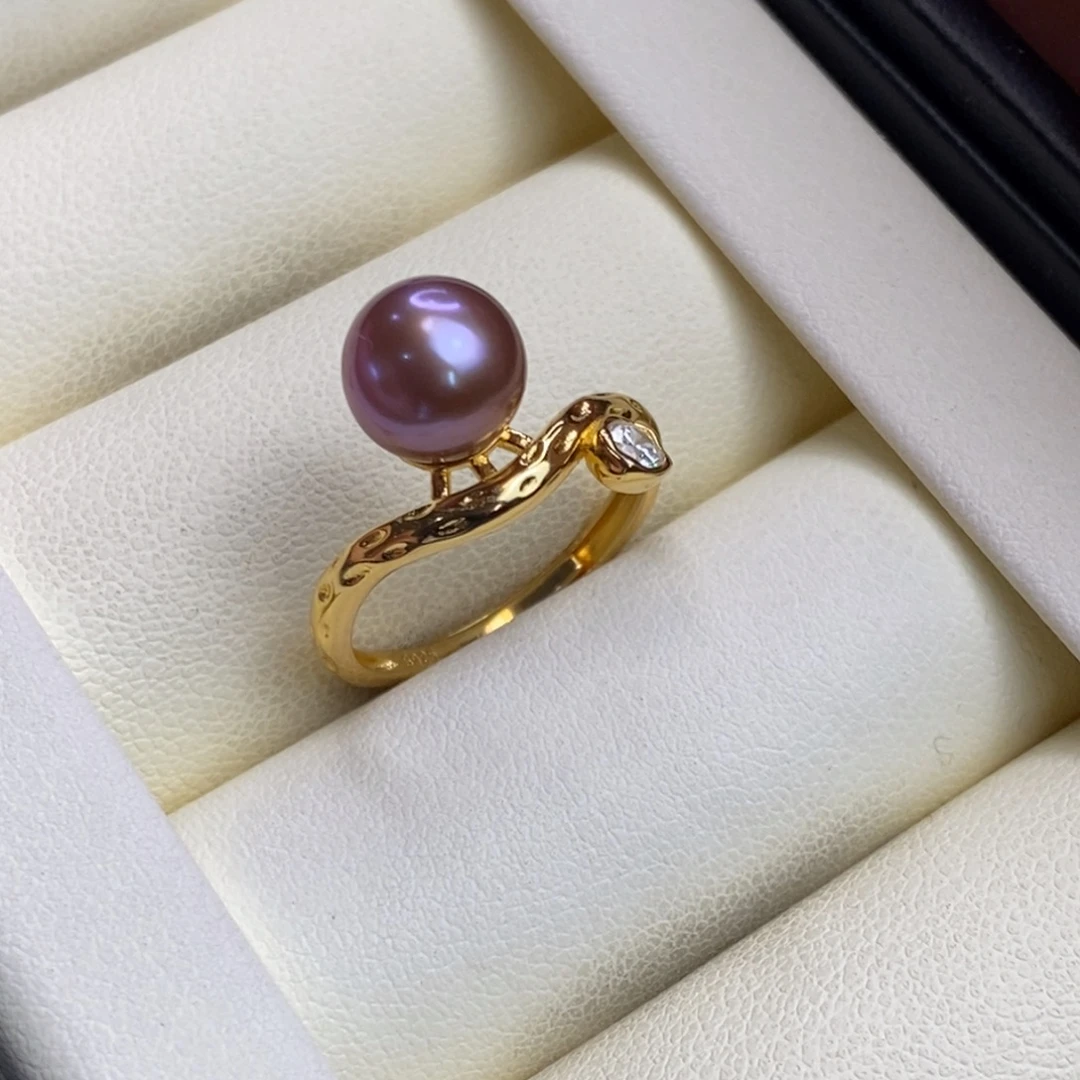 淡水珍珠戒指银S925镀金镶嵌