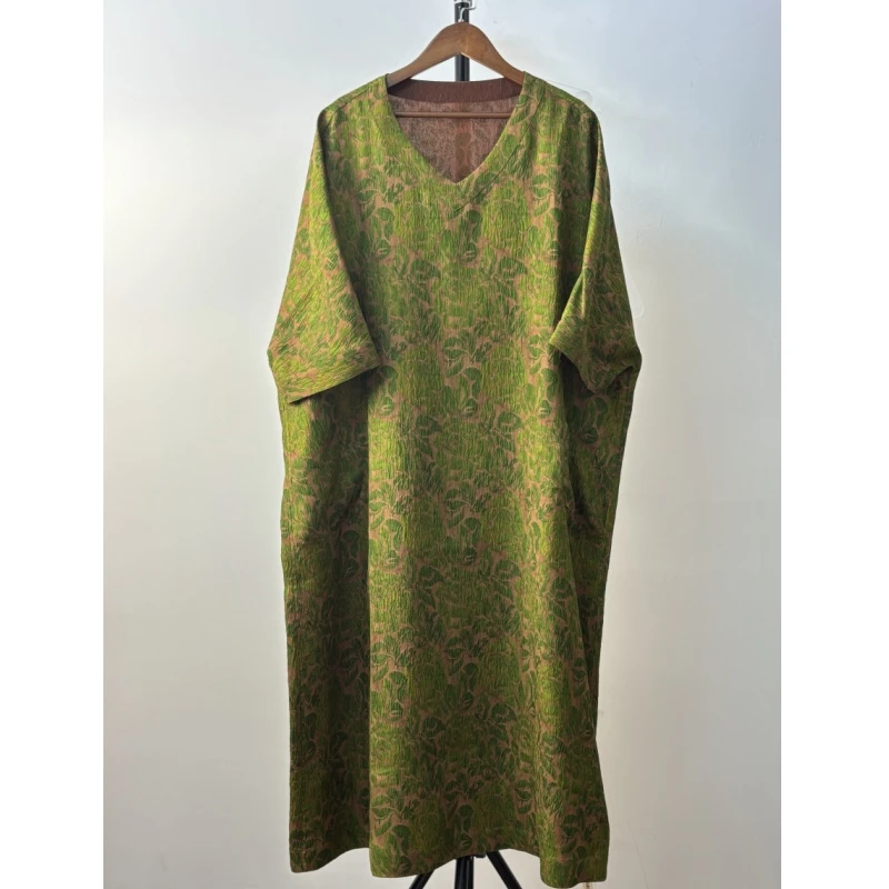 遇裳（9987）100%桑蚕丝香云纱冠乐绉双面穿女连衣裙