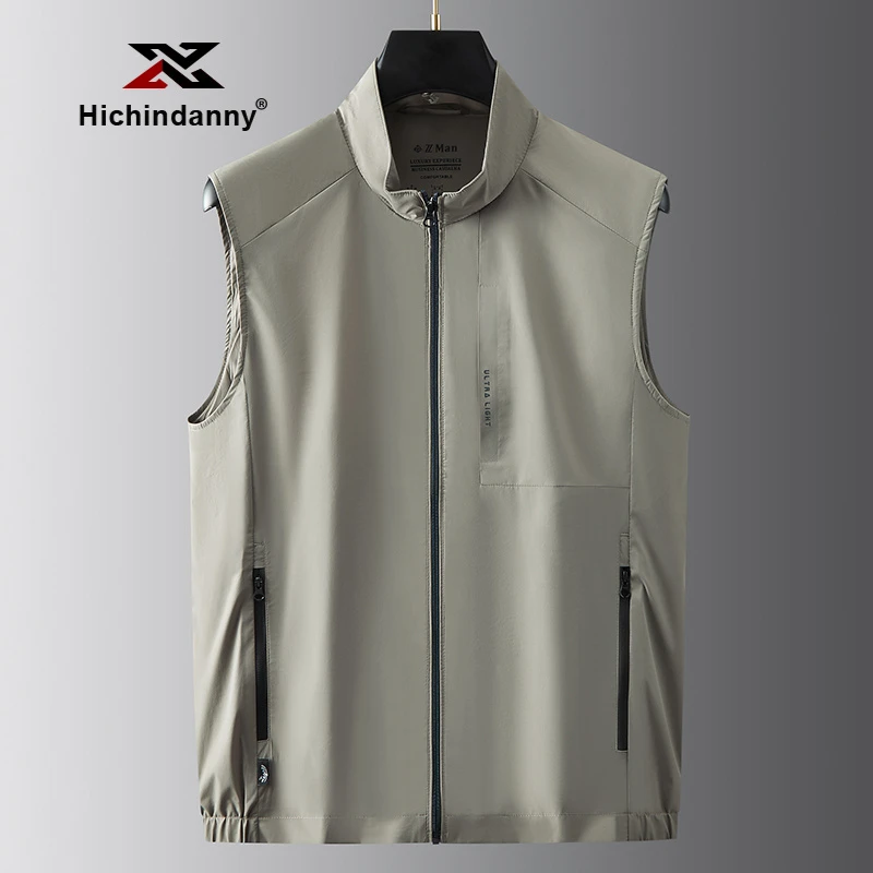 HICHIN男士马甲春秋季新款坎肩冰丝上衣外搭背心立领马夹休闲外套
