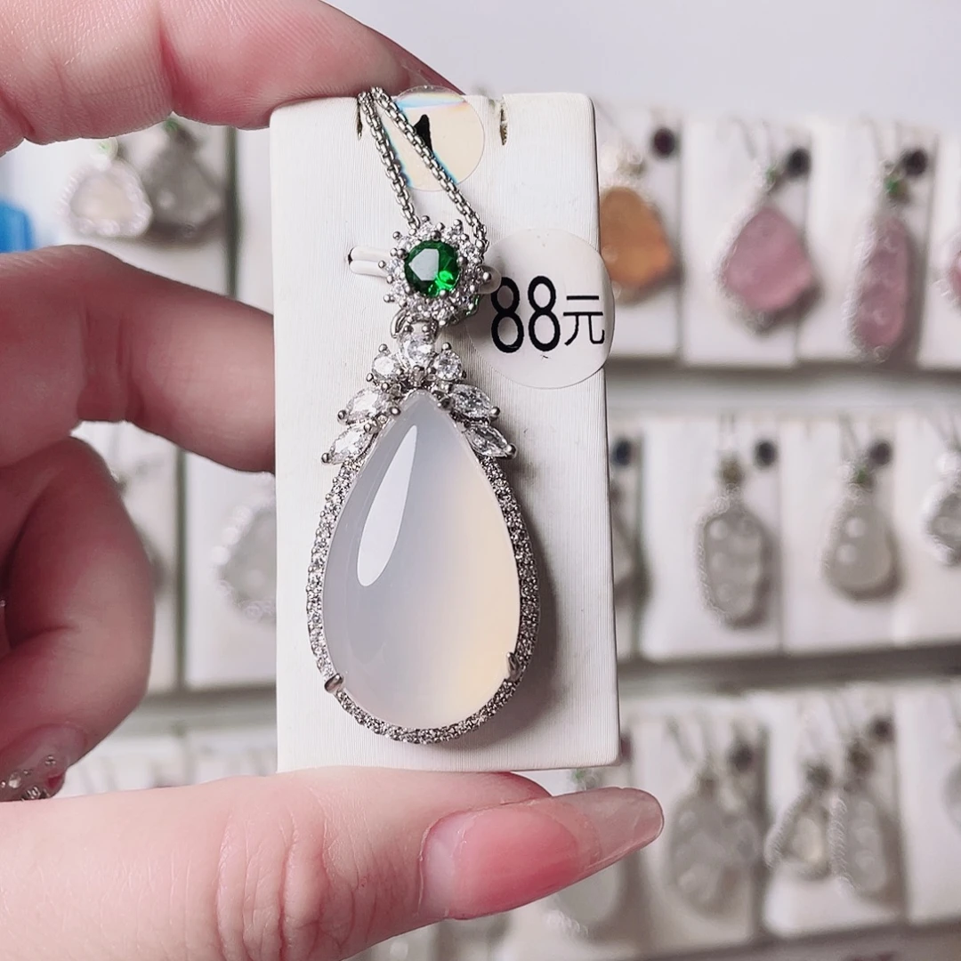 玛瑙/玉髓银S925镶嵌颈饰