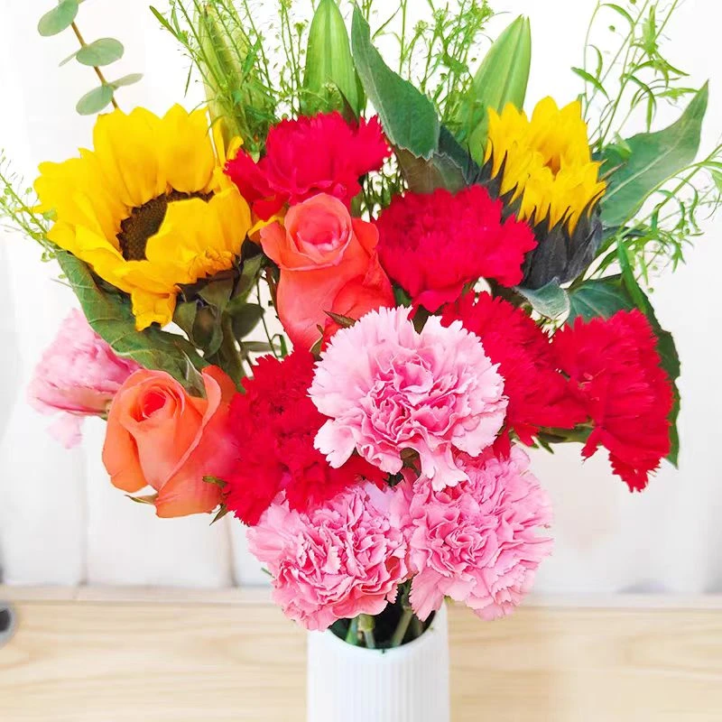 【玫瑰百合花束批发】玫瑰花百合花向日葵康乃馨花束家用鲜花礼物