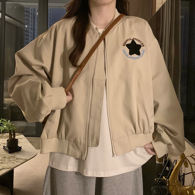 棒球服外套少女春秋2025新款初中高中学生宽松休闲学院风夹克上衣