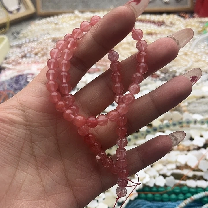 玛瑙/玉髓珠宝半成品未镶嵌一条6mm左右西瓜晶