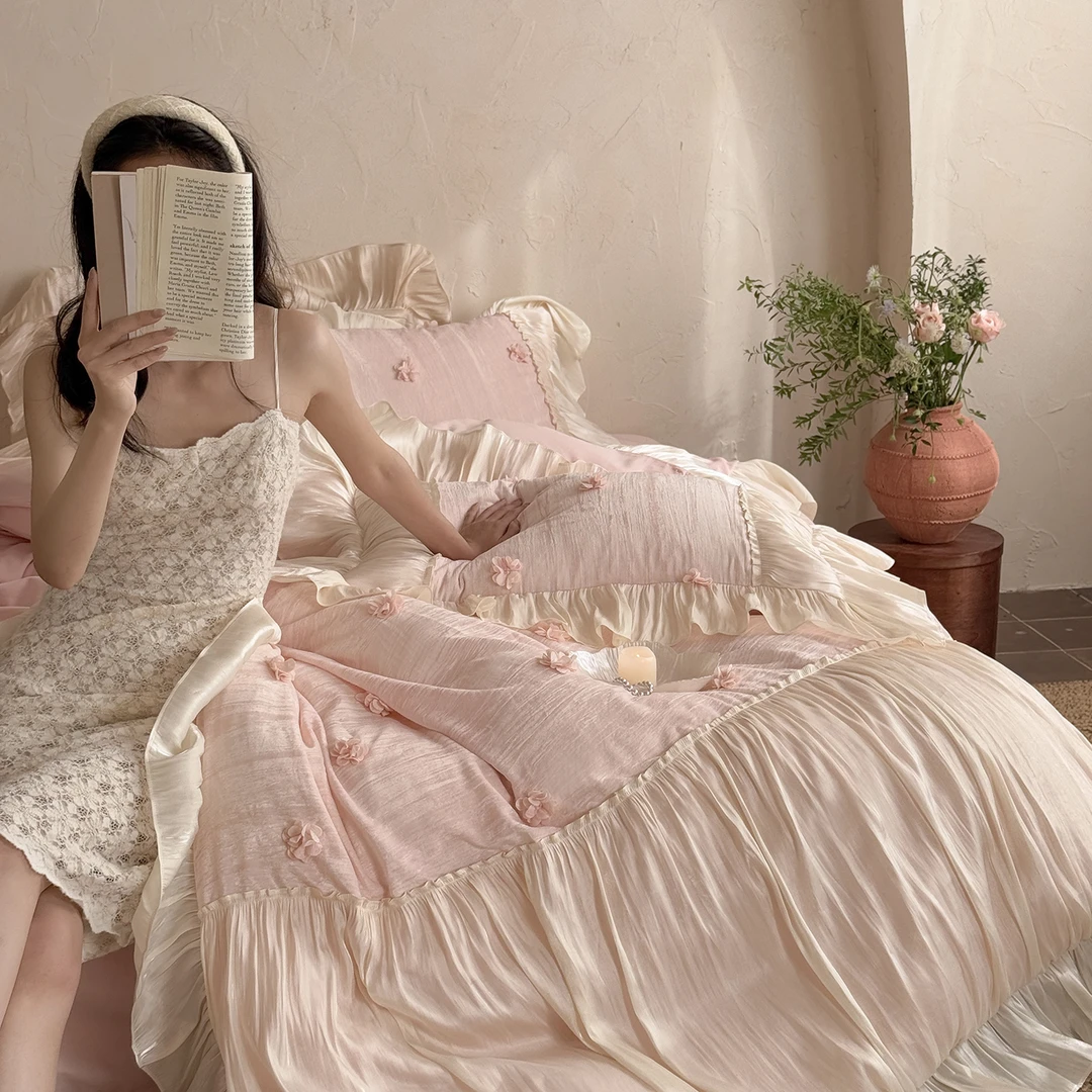 法式公主风云感超柔磨毛床上四件套秋冬加厚全棉纯棉床单被套床品