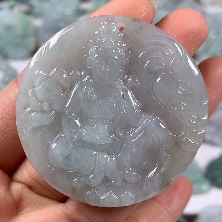 颈饰未镶嵌翡翠普贤菩萨福利洒黄翡福利