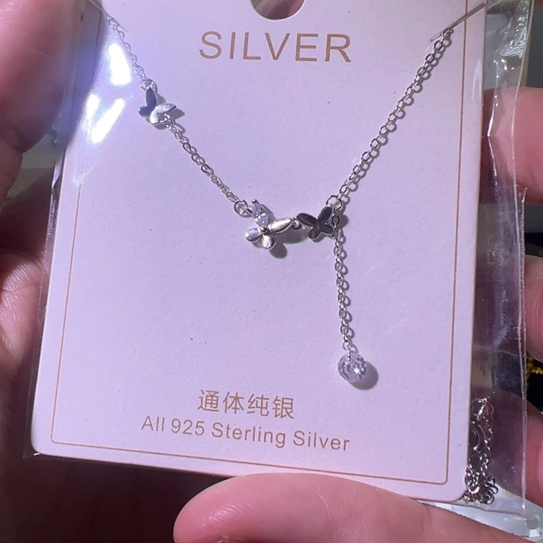 坠链均925银锆石项链
