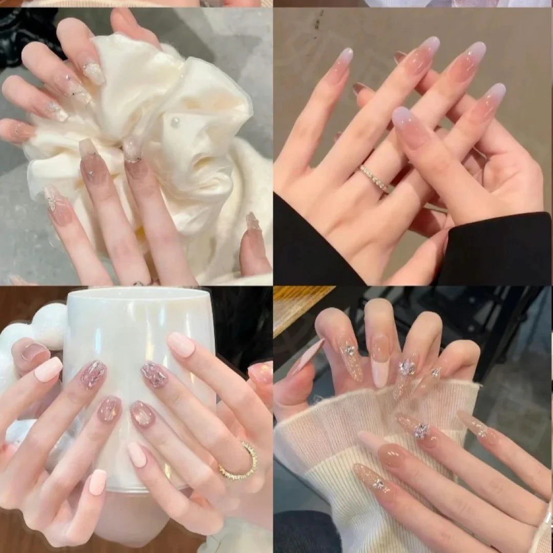 【50—100】红显白高级感纯色短款秋冬穿戴甲美甲贴片