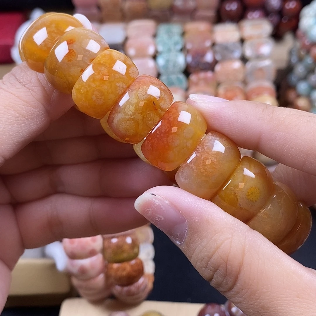硅化珊瑚（珊瑚玉）未镶嵌手牌 双十一大破价 黄糖冰 15