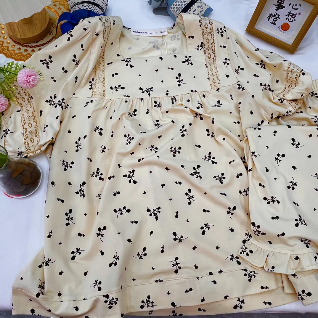 女士夏季新款短袖短裤睡衣套装