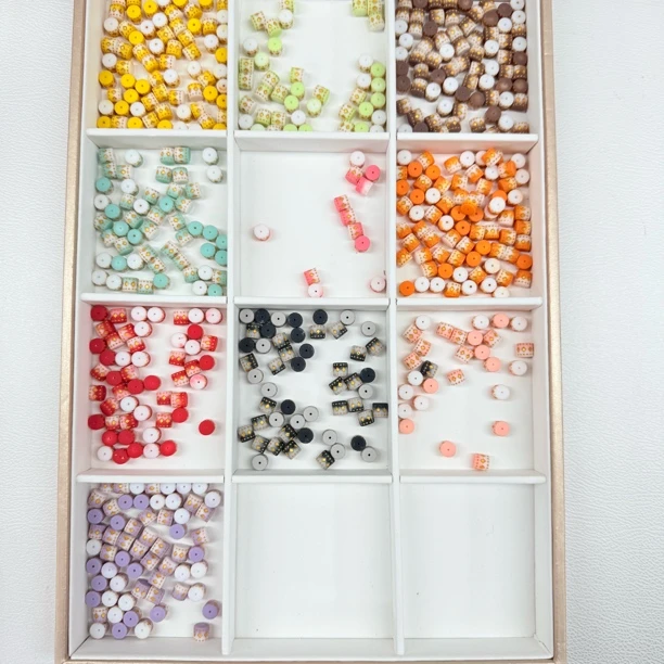 韩国胶定制款154 实色描金双色小墩墩隔珠通孔 DIY手工配件