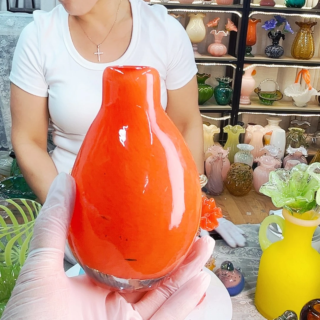 琉璃橘瓶家悦花器摆件福利微瑕