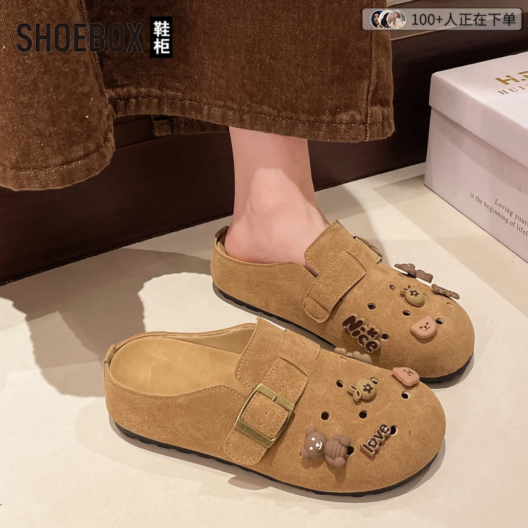 达芙妮旗下鞋柜踩屎感半拖鞋女夏季外厚底超轻勃肯凉鞋高颜值女鞋