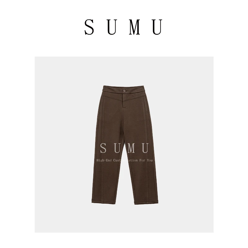 宿慕SUMU 女款加绒镰刀阔腿裤 11-20冬季时尚休闲裤799